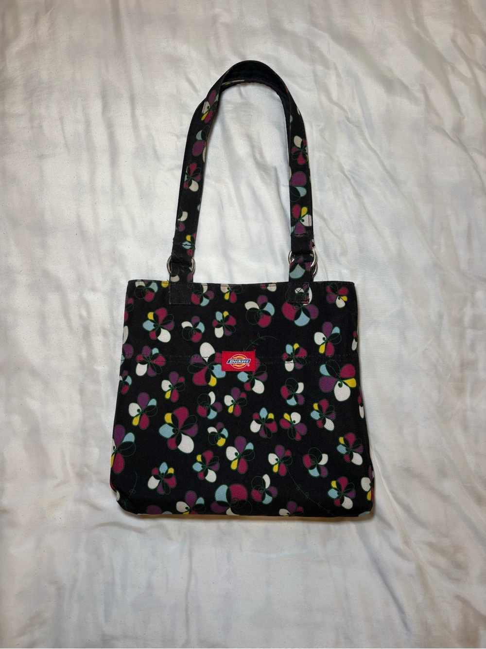 Dickies Black Canvas Tote with Multi-Color Floral Motif